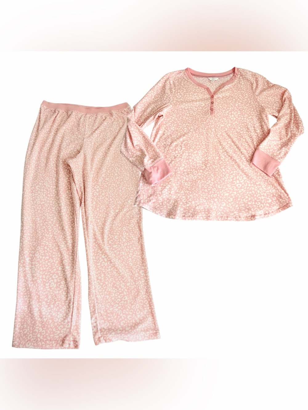 Charter Club Pink Leopard-Pattern Women’s Large Pajama Set Soft-Girl Cozy Chic
